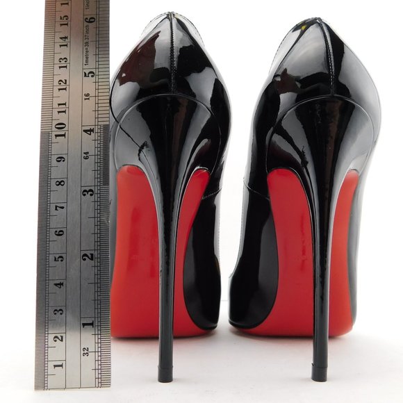 CHRISTIAN LOUBOUTIN Black Patent Leather Classic Stiletto Heel Pumps 35.5 - Picture 6 of 10